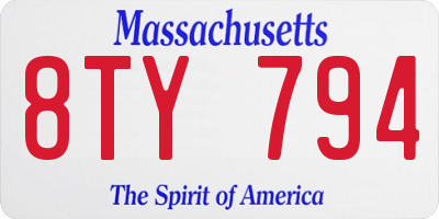 MA license plate 8TY794