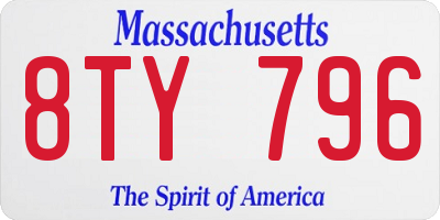 MA license plate 8TY796