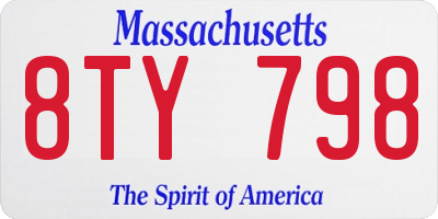 MA license plate 8TY798