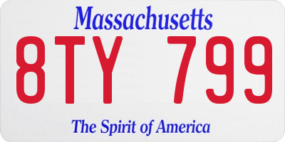 MA license plate 8TY799