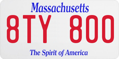 MA license plate 8TY800