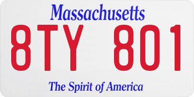 MA license plate 8TY801