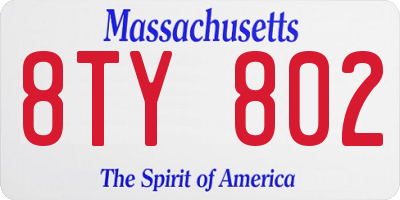 MA license plate 8TY802