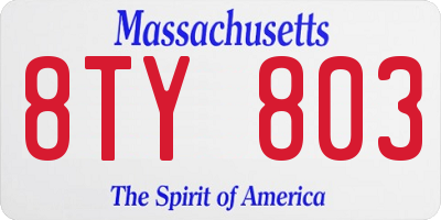MA license plate 8TY803