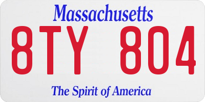 MA license plate 8TY804