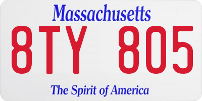 MA license plate 8TY805