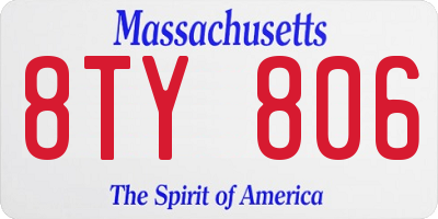 MA license plate 8TY806