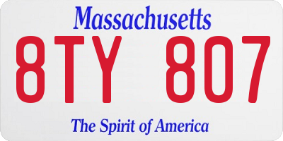 MA license plate 8TY807