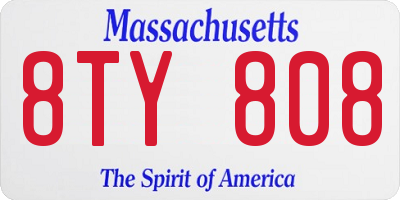 MA license plate 8TY808