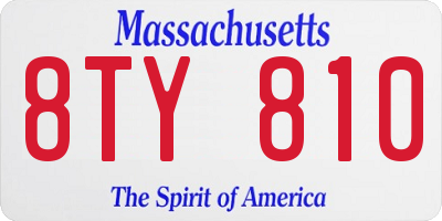 MA license plate 8TY810