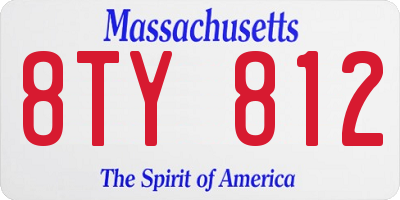 MA license plate 8TY812