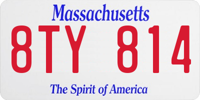 MA license plate 8TY814