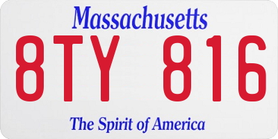 MA license plate 8TY816