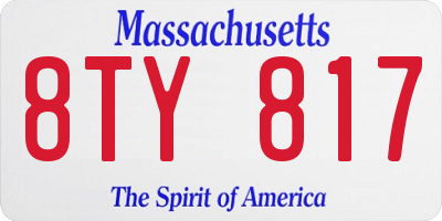MA license plate 8TY817