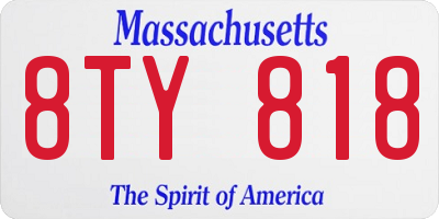 MA license plate 8TY818