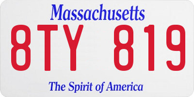 MA license plate 8TY819