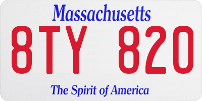MA license plate 8TY820