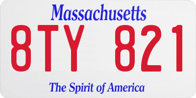 MA license plate 8TY821