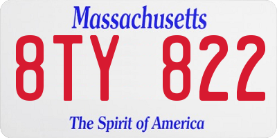MA license plate 8TY822