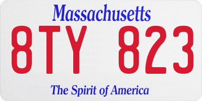 MA license plate 8TY823