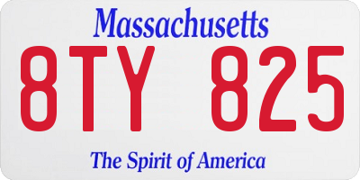 MA license plate 8TY825