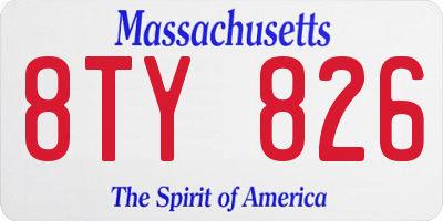 MA license plate 8TY826