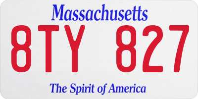 MA license plate 8TY827