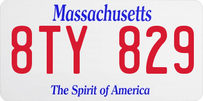 MA license plate 8TY829