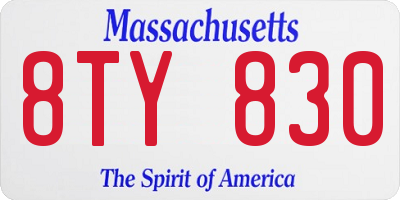 MA license plate 8TY830