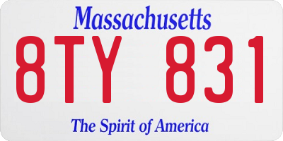 MA license plate 8TY831