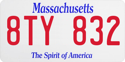 MA license plate 8TY832