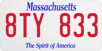 MA license plate 8TY833