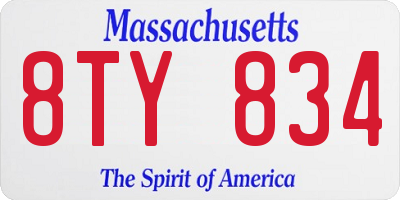 MA license plate 8TY834
