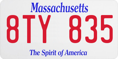 MA license plate 8TY835