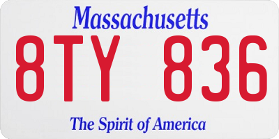 MA license plate 8TY836