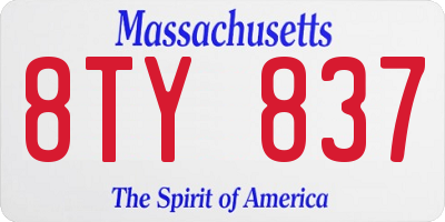 MA license plate 8TY837