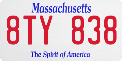 MA license plate 8TY838
