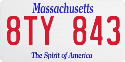 MA license plate 8TY843