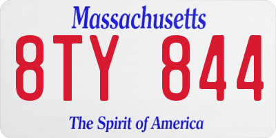 MA license plate 8TY844