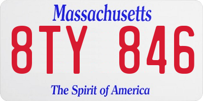 MA license plate 8TY846