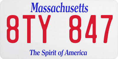 MA license plate 8TY847