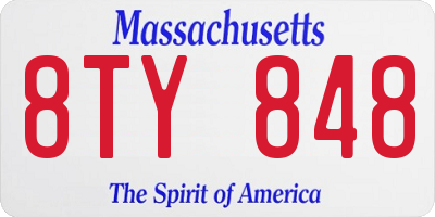 MA license plate 8TY848