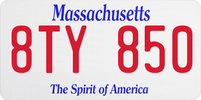 MA license plate 8TY850
