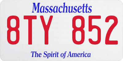 MA license plate 8TY852