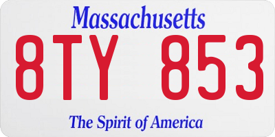 MA license plate 8TY853