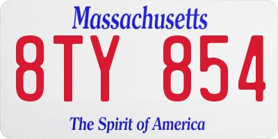 MA license plate 8TY854