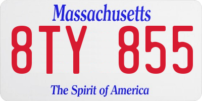 MA license plate 8TY855
