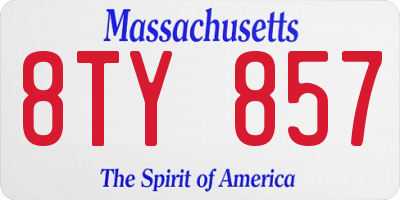 MA license plate 8TY857