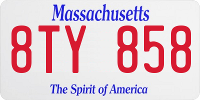 MA license plate 8TY858