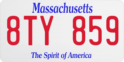 MA license plate 8TY859
